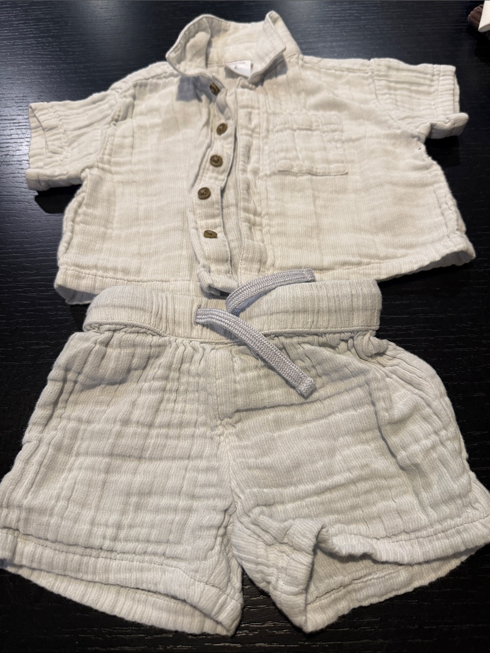 Nordstrom light blue Gauze Cotton Kids Two-Piece Jacket & Shorts Set